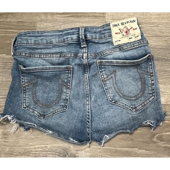 True Religion Shorts Cut Off Jeans Mid Rise Skinny Stella‎ Designer 29 Festival - Picture 2 of 5